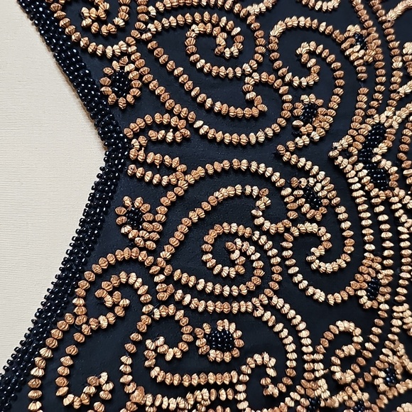 Cache Black and Gold Beaded Pants and Top Set- Silk! - Picture 3 of 14